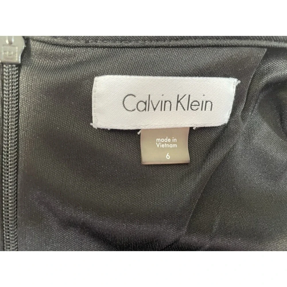 Calvin Klein Animal Print Black Pencil Skirt Sz 6 Lined Zipper Hook And Eye Midi